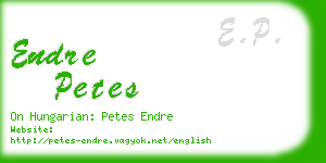 endre petes business card